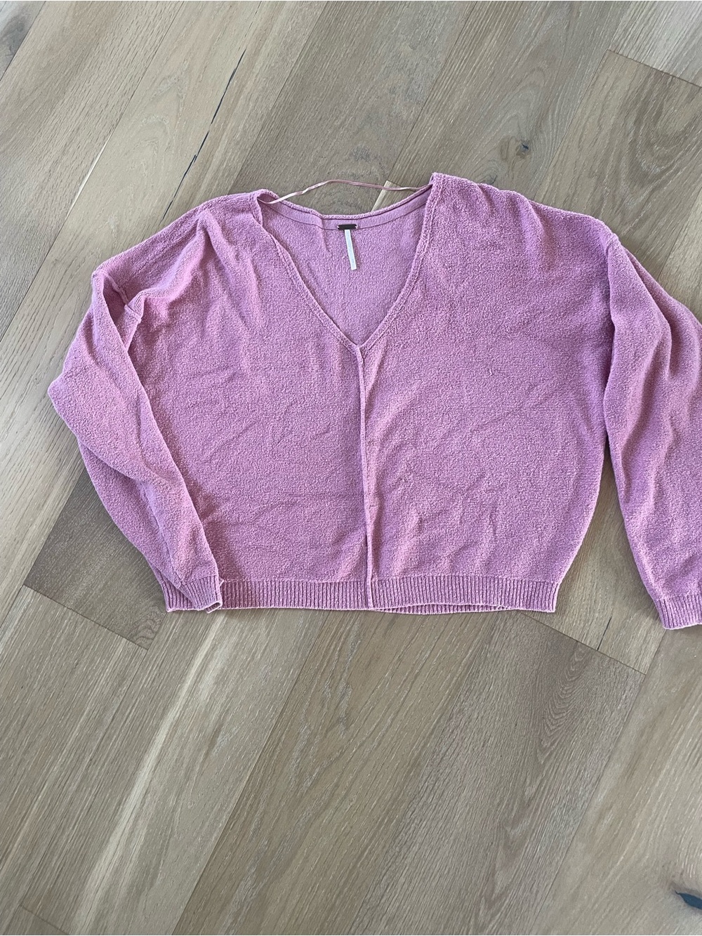 Free People Dusty Pink V-Neck Pullover Sweater